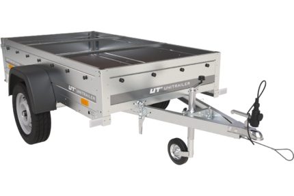 Praktischer PKW-Anhänger Garden Trailer 200 Kipp mit kippbarer Deichsel, blauer Plane