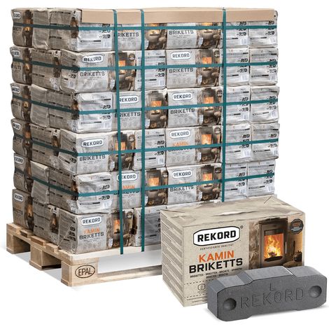 Rekord Braunkohlebriketts in Papierverpackung 10kg x 90 Paket